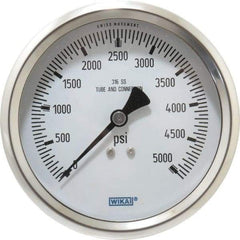 Wika - 4" Dial, 1/2 Thread, 0-5,000 Scale Range, Pressure Gauge - Lower Back Connection Mount, Accurate to 1% of Scale - USA Tool & Supply