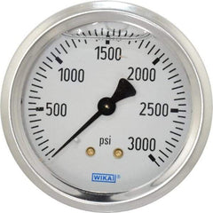 Wika - 2-1/2" Dial, 1/4 Thread, 0-3,000 Scale Range, Pressure Gauge - Center Back Connection Mount, Accurate to 1.5% of Scale - USA Tool & Supply