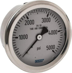 Wika - 2-1/2" Dial, 1/4 Thread, 0-5,000 Scale Range, Pressure Gauge - Center Back Connection Mount, Accurate to 1.5% of Scale - USA Tool & Supply