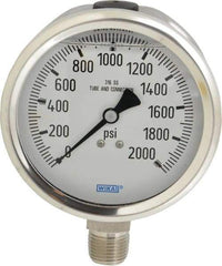 Wika - 4" Dial, 1/2 Thread, 0-2,000 Scale Range, Pressure Gauge - Lower Connection Mount, Accurate to 1% of Scale - USA Tool & Supply