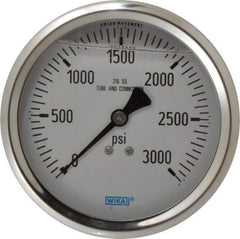 Wika - 4" Dial, 1/2 Thread, 0-3,000 Scale Range, Pressure Gauge - Lower Back Connection Mount, Accurate to 1% of Scale - USA Tool & Supply