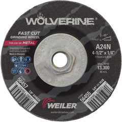 Vortec Pro 4-1/2″ × 1/4″ Type 27 Grinding Wheel, A24N, 5/8″-11 UNC Nut - USA Tool & Supply