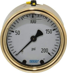 Wika - 2-1/2" Dial, 1/4 Thread, 0-200 Scale Range, Pressure Gauge - Back Connection Mount, Accurate to 1.5% of Scale - USA Tool & Supply