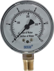 Wika - 2-1/2" Dial, 1/4 Thread, 0-15/0-380 Scale Range, Pressure Gauge - Lower Connection Mount, Accurate to 1.5% of Scale - USA Tool & Supply