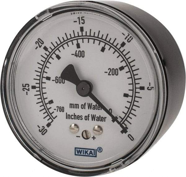Wika - 2-1/2" Dial, 1/4 Thread, 0-30/0-760 Scale Range, Pressure Gauge - Center Back Connection Mount, Accurate to 1.5% of Scale - USA Tool & Supply