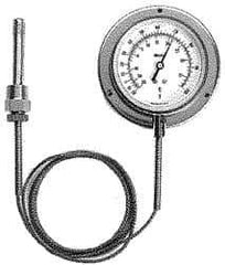 Weiss Instruments - 4-1/2 Inch, 40 to 240°F, Stainless Steel, Vapor Actuated Dial Thermometer - 15 Ft. Cap Length, Wall Mounted, Bottom Connected - USA Tool & Supply