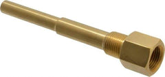 Alloy Engineering - 6 Inch Overall Length, 1/2 Inch Thread, Brass Standard Thermowell - 4-1/2 Inch Insertion Length - USA Tool & Supply