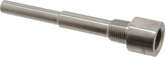 Alloy Engineering - 6 Inch Overall Length, 1/2 Inch Thread, 304 Stainless Steel Standard Thermowell - 4-1/2 Inch Insertion Length - USA Tool & Supply