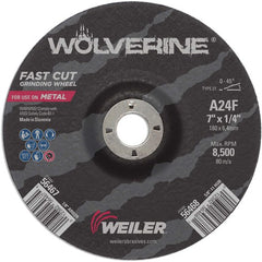 Vortec Pro 7″ × 1/4″ Type 27 Grinding Wheel, A24R, 7/8″ Arbor Hole - USA Tool & Supply