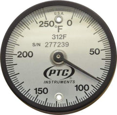 PTC Instruments - 250°F, 2 Inch Dial Diameter, Dual Magnet Mount Thermometer - 2° Division Graduation - USA Tool & Supply