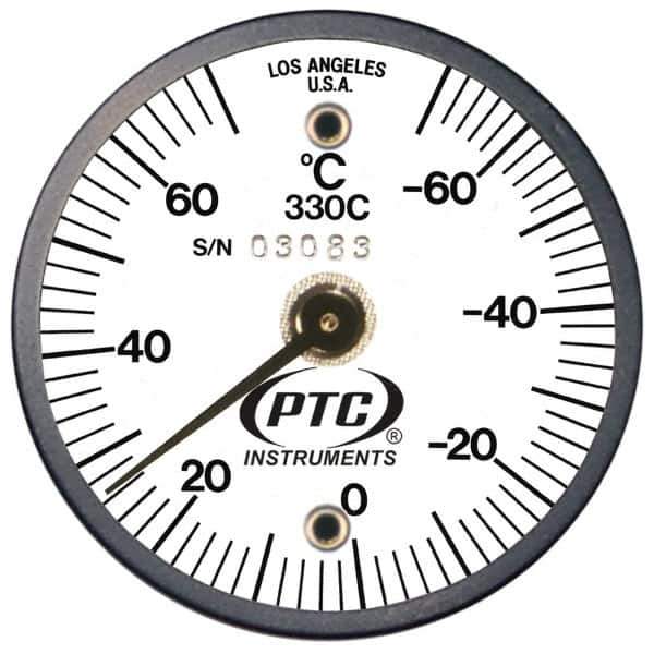 PTC Instruments - -70 to 70°C, 2 Inch Dial Diameter, Dual Magnet Mount Thermometer - 2° Division Graduation - USA Tool & Supply
