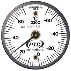 PTC Instruments - -70 to 70°C, 2 Inch Dial Diameter, Dual Magnet Mount Thermometer - 2° Division Graduation - USA Tool & Supply
