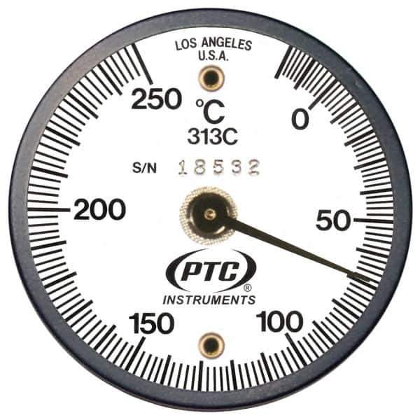 PTC Instruments - -20 to 200°C, 2 Inch Dial Diameter, Dual Magnet Mount Thermometer - 2° Division Graduation - USA Tool & Supply