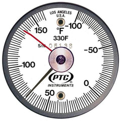 PTC Instruments - -100 to 160°F, 2 Inch Dial Diameter, Dual Magnet Mount Thermometer - 2° Division Graduation - USA Tool & Supply