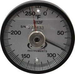 PTC Instruments - 250°F, 2 Inch Dial Diameter, Dual Magnet Mount Thermometer - 2° Division Graduation - USA Tool & Supply