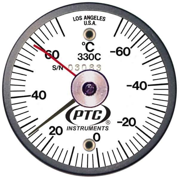 PTC Instruments - -70 to 70°C, 2 Inch Dial Diameter, Dual Magnet Mount Thermometer - 2° Division Graduation - USA Tool & Supply