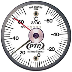 PTC Instruments - -70 to 70°C, 2 Inch Dial Diameter, Dual Magnet Mount Thermometer - 2° Division Graduation - USA Tool & Supply