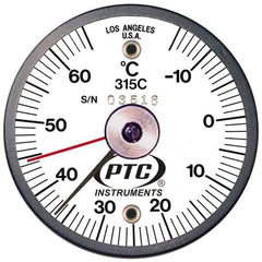 PTC Instruments - -15 to 65°C, 2 Inch Dial Diameter, Dual Magnet Mount Thermometer - 1° Division Graduation - USA Tool & Supply