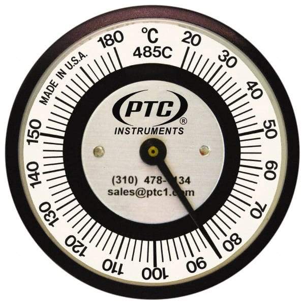 PTC Instruments - 20 to 185°C, 2 Inch Dial Diameter, Pipe Surface Clip On Thermometer - 1° Division Graduation - USA Tool & Supply