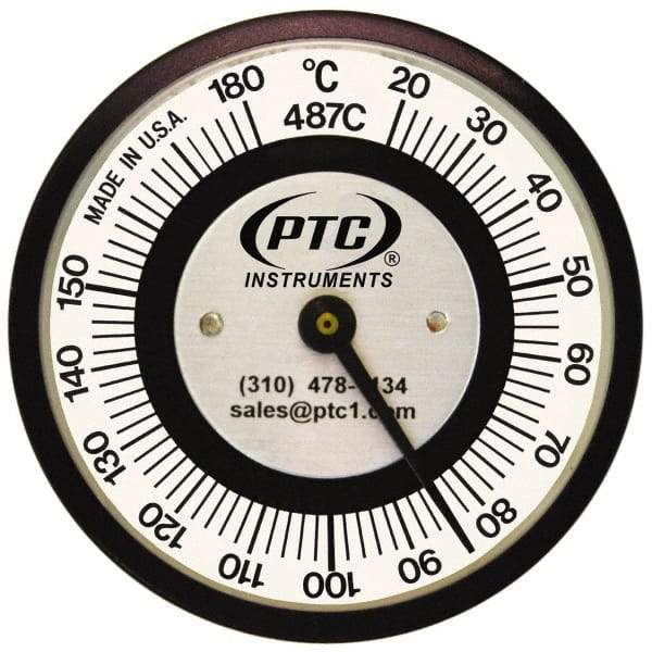 PTC Instruments - 20 to 180°C, 2 Inch Dial Diameter, Pipe Surface Spring Held Thermometer - 2° Division Graduation - USA Tool & Supply