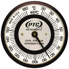 PTC Instruments - 20 to 180°C, 2 Inch Dial Diameter, Pipe Surface Spring Held Thermometer - 2° Division Graduation - USA Tool & Supply