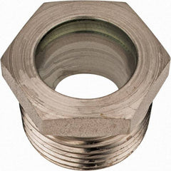 LDI Industries - 15/16" Sight Diam, 1" Thread, 1.06" OAL, High Pressure Fused Pipe Thread, Open View Sight Glass & Flow Sight - 1-3/8" Head, 1,250 Max psi, 1 to 11-1/2 Thread - USA Tool & Supply