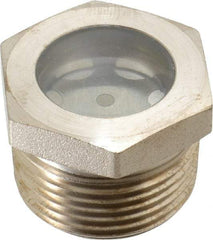 LDI Industries - 15/16" Sight Diam, 1" Thread, 1.06" OAL, High Pressure Fused Pipe Thread with Reflector Sight Glass & Flow Sight - 1-3/8" Head, 1,250 Max psi, 1 to 11-1/2 Thread - USA Tool & Supply