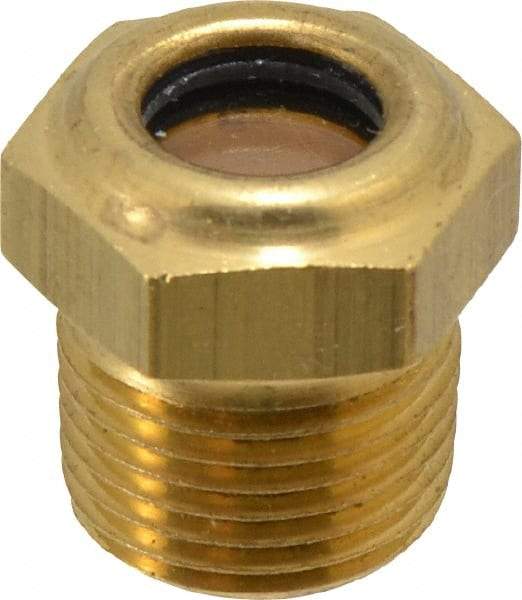 LDI Industries - 7/16" Sight Diam, 3/8" Thread, 0.88" OAL, Low Pressure Pipe Thread Lube Sight, Open View Sight Glass & Flow Sight - 3/4" Head, 30 Max psi, 3/8-18 Thread - USA Tool & Supply