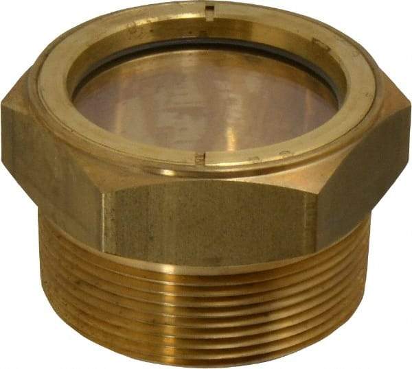 LDI Industries - 1-7/8" Sight Diam, 2" Thread, 1.69" OAL, Low Pressure Pipe Thread Lube Sight, Open View Sight Glass & Flow Sight - 2-1/2" Head, 2 Max psi, 2 to 11-1/2 Thread - USA Tool & Supply