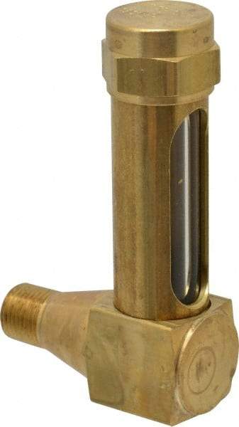 LDI Industries - 1-3/8 Inch Long Sight, 1/8 Inch Thread Size, Buna-N Seal Short Elbow, Vented Oil-Level Indicators and Gauge - 2-3/8 Inch Length to Center of Base - USA Tool & Supply