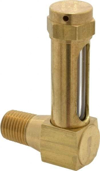 LDI Industries - 1-3/8 Inch Long Sight, 1/4 Inch Thread Size, Buna-N Seal Short Elbow, Vented Oil-Level Indicators and Gauge - 2-3/8 Inch Length to Center of Base - USA Tool & Supply