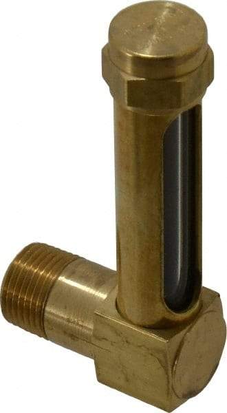 LDI Industries - 1-7/8 Inch Long Sight, 3/8 Inch Thread Size, Buna-N Seal Short Elbow, Vented Oil-Level Indicators and Gauge - 2-7/8 Inch Length to Center of Base - USA Tool & Supply