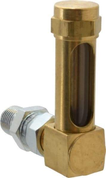 LDI Industries - 1-3/8 Inch Long Sight, 1/4 Inch Thread Size, Buna-N Seal Union Coupling, Vented Oil-Level Indicators and Gauge - 2-3/8 Inch Length to Center of Base - USA Tool & Supply