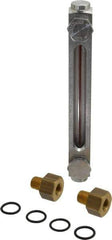 LDI Industries - 1/4-18 Thread, 4-1/2 Inch Sight Length, 290 Max psi, Closed Circuit Liquid Level Sight Gauge with Pipe Adapter - 6 Inch Length to Center of Base, 7-5/8 Inch Overall Length, Buna-N Seal - USA Tool & Supply