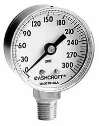 Ashcroft - 2" Dial, 1/4 Thread, 0-1,500 Scale Range, Pressure Gauge - USA Tool & Supply