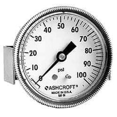 Ashcroft - 1-1/2" Dial, 1/8 Thread, 0-200 Scale Range, Pressure Gauge - Center Back Connection Mount - USA Tool & Supply