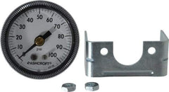 Ashcroft - 1-1/2" Dial, 1/8 Thread, 0-100 Scale Range, Pressure Gauge - Center Back Connection Mount - USA Tool & Supply
