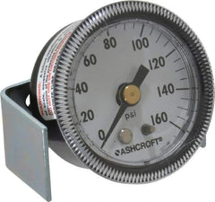 Ashcroft - 1-1/2" Dial, 1/8 Thread, 0-160 Scale Range, Pressure Gauge - Center Back Connection Mount - USA Tool & Supply