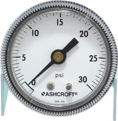 Ashcroft - 2" Dial, 1/4 Thread, 0-30 Scale Range, Pressure Gauge - Center Back Connection Mount - USA Tool & Supply