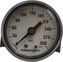 Ashcroft - 2" Dial, 1/4 Thread, 0-300 Scale Range, Pressure Gauge - Center Back Connection Mount - USA Tool & Supply