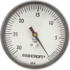 Ashcroft - 3-1/2" Dial, 1/4 Thread, 30-0 Scale Range, Pressure Gauge - Center Back Connection Mount - USA Tool & Supply
