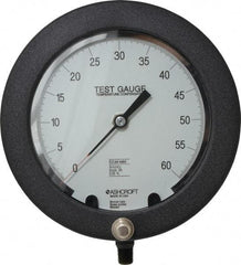 Ashcroft - 6" Dial, 1/4 Thread, 0-60 Scale Range, Pressure Gauge - Lower Connection Mount, Accurate to 0.25% of Scale - USA Tool & Supply