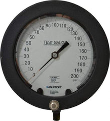 Ashcroft - 6" Dial, 1/4 Thread, 0-200 Scale Range, Pressure Gauge - Lower Connection Mount, Accurate to 0.25% of Scale - USA Tool & Supply