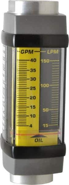 Hedland - 1" NPTF Port Oil & Petroleum-Based Liquid Flowmeter - 3000 Max psi, 4 to 40 GPM, Anodized Aluminum - USA Tool & Supply