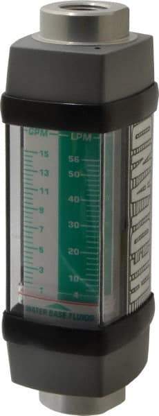 Hedland - 1/2" NPTF Port Water-Based Liquid Flowmeter - 3000 Max psi, 1 to 15 GPM, Anodized Aluminum - USA Tool & Supply