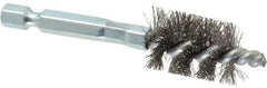 Schaefer Brush - 1/2 Inch Inside Diameter, 11/16 Inch Actual Brush Diameter, Carbon Steel, Power Fitting and Cleaning Brush - 1/4 Shank Diameter, 3-1/8 Inch Long, Hex Shaft Stem, 5/8 Inch Refrigeration Outside Diameter - USA Tool & Supply