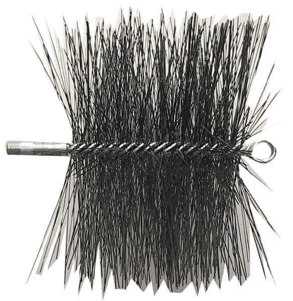 Schaefer Brush - 8" Square, Dense Steel Wire Chimney Brush - 1/4" NPSM Male Connection - USA Tool & Supply