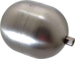 Made in USA - 4" Diam x 5" Long, Oblong, Hex Spud Connection, Metal Float - 1/4-20 Thread, Stainless Steel, 200 Max psi, 25 Gauge - USA Tool & Supply
