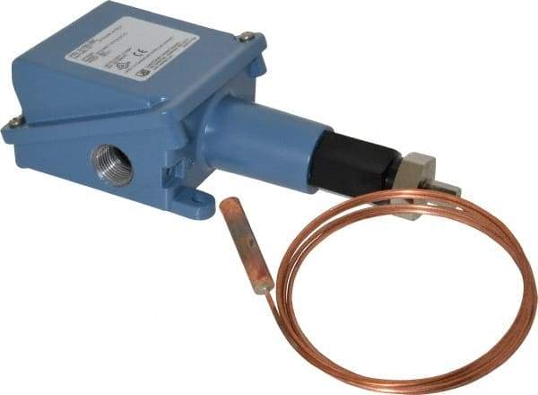 Made in USA - 100 to 400°F, Watertight Temp Switch - 10 Resolution, 3/8 x 2-3/32 Bulb - USA Tool & Supply