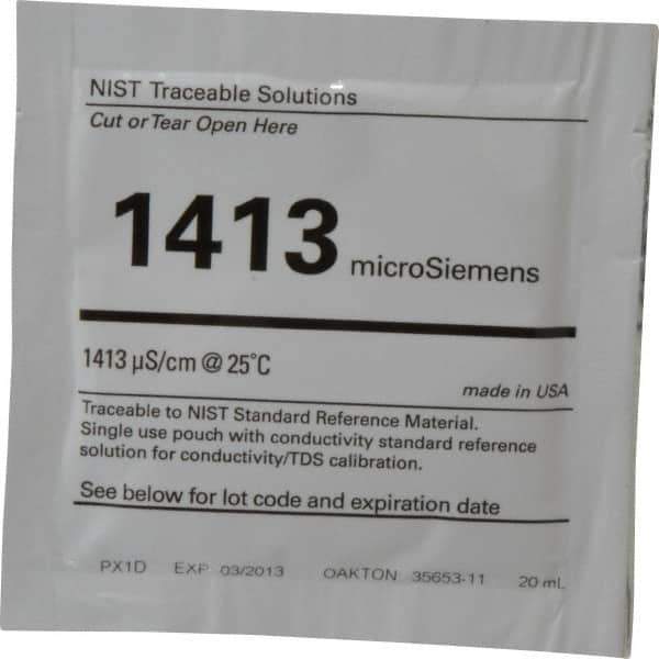 Oakton - Conductivity Calibration Solutions & Solutions Sets Type: Conductivity/TDS Solution Single Pouches Conductivity: 1413 µ S - USA Tool & Supply